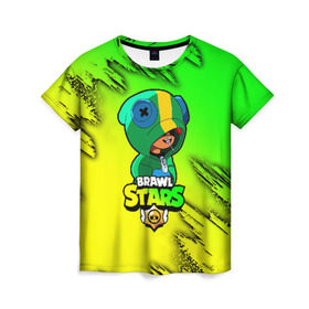 Женская футболка 3D с принтом Brawl Stars LEON в Екатеринбурге, 100% полиэфир ( синтетическое хлопкоподобное полотно) | прямой крой, круглый вырез горловины, длина до линии бедер | brawl | brawl stars | crow | leon | stars | бравл | бравл старс | браво старс | игра | компьютерная | кров | леон | онлайн | старс
