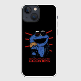 Чехол для iPhone 13 mini с принтом Come with me if you want в Екатеринбурге,  |  | cookie | cookiemonster | delicious | eat | monster | yummy | еда | коржик | куки | кукимонстр | монстр | печенье | сладости | улица | улицасезам