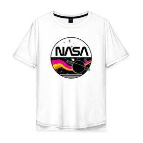 Мужская футболка хлопок Oversize с принтом Retro NASA в Екатеринбурге, 100% хлопок | свободный крой, круглый ворот, “спинка” длиннее передней части | mars | nasa | space | галактика | земля | илон | инопланетяне | инопланетянин | картинка | картинки | космонавт | космос | луна | марс | маск | мода | надпись | наса | планета | планеты
