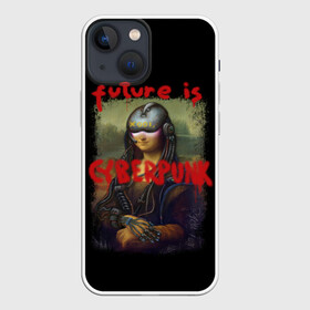 Чехол для iPhone 13 mini с принтом Cyberpunk Mona Lisa в Екатеринбурге,  |  | 2077 | cyberpunk | cyberpunk 2077 | game | keanu reeves | lisa | mona | samurai | игра | искуство | картина | киану ривз | кибер | киберпанк | киборг | лиза | мона | робот | самураи