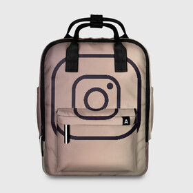 Женский рюкзак 3D с принтом instagram(simple logo) в Екатеринбурге, 100% полиэстер | лямки с регулируемой длиной, сверху ручки, чтобы рюкзак нести как сумку. Основное отделение закрывается на молнию, как и внешний карман. Внутри два дополнительных кармана, один из которых закрывается на молнию. По бокам два дополнительных кармашка, куда поместится маленькая бутылочка
 | instagram | logo | инстаграм | лого | мягкие цвета | приложение | простая картинка | фотоаппарат | черная картинка | черный | черный значок | черный цвет