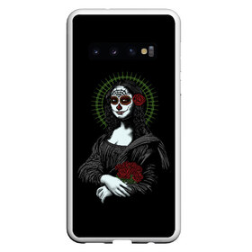 Чехол для Samsung Galaxy S10 с принтом Mona Lisa - Santa Muerte в Екатеринбурге, Силикон | Область печати: задняя сторона чехла, без боковых панелей | Тематика изображения на принте: dead | death | lisa | mona | muerte | muertos | santa | день | искуство | картина | лиза | мона | муэрте | муэртес | муэртос | роза | розы | санта | тату | татуировка | цветы | череп