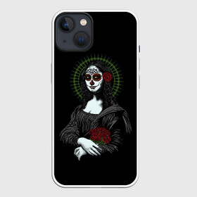 Чехол для iPhone 13 с принтом Mona Lisa   Santa Muerte в Екатеринбурге,  |  | dead | death | lisa | mona | muerte | muertos | santa | день | искуство | картина | лиза | мона | муэрте | муэртес | муэртос | роза | розы | санта | тату | татуировка | цветы | череп