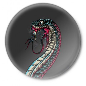 Значок с принтом Viper в Екатеринбурге,  металл | круглая форма, металлическая застежка в виде булавки | animals | art | poison | snake | venom | venomous | viper | арт | гадюка | животное | животные | змеи | змей | змея | картинка | картинки | прикольная | прикольные | яд | ядовитая | ядовитый