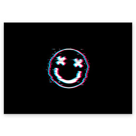 Поздравительная открытка с принтом Glitch Smile в Екатеринбурге, 100% бумага | плотность бумаги 280 г/м2, матовая, на обратной стороне линовка и место для марки
 | Тематика изображения на принте: art | glitch | smile | арт | глитч | глич | картинка | картинки | мода | прикольная | прикольные | смайл | смайли | смайлик | тренд | тренды