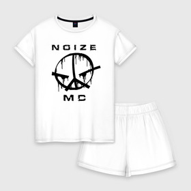 Женская пижама с шортиками хлопок с принтом Noize MC в Екатеринбурге, 100% хлопок | футболка прямого кроя, шорты свободные с широкой мягкой резинкой | face2face | mc | noize | noize mc | protivo gunz | rыchigy mashыn 13 | v.i.p | алексеев | иван алексеев | мс | ноиз | ноиз мс | нойз | нойз мс | реп | рок | рэп | хип хоп | шум | шуметь