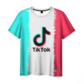 Мужская футболка 3D с принтом TIKTOK в Екатеринбурге, 100% полиэфир | прямой крой, круглый вырез горловины, длина до линии бедер | tik | tik tok | tiktok | tok | тик | тик ток | тикток | ток