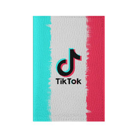 Обложка для паспорта матовая кожа с принтом TIKTOK в Екатеринбурге, натуральная матовая кожа | размер 19,3 х 13,7 см; прозрачные пластиковые крепления | tik | tik tok | tiktok | tok | тик | тик ток | тикток | ток