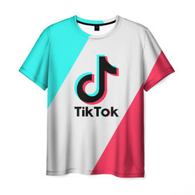 Мужская футболка 3D с принтом TIKTOK в Екатеринбурге, 100% полиэфир | прямой крой, круглый вырез горловины, длина до линии бедер | tik | tik tok | tiktok | tok | тик | тик ток | тикток | ток