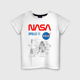 Детская футболка хлопок с принтом Nasa Apollo 11 (двухсторонняя) в Екатеринбурге, 100% хлопок | круглый вырез горловины, полуприлегающий силуэт, длина до линии бедер | apollo 11 | apolo 11 | apolon 11 | аполлон 11 | аполон 11 | наса | насса
