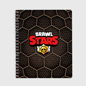 Тетрадь с принтом Brawl Stars Metal Hex в Екатеринбурге, 100% бумага | 48 листов, плотность листов — 60 г/м2, плотность картонной обложки — 250 г/м2. Листы скреплены сбоку удобной пружинной спиралью. Уголки страниц и обложки скругленные. Цвет линий — светло-серый
 | brawl | brawl st | brawl stars | colt | hexagon | logo | map | mobo | pattern | poco | shelly | stars | бравл | игра | игры | карта | кольт | лого | мобильные игры | патерн | паттерн | поко | соты | старс | шелли