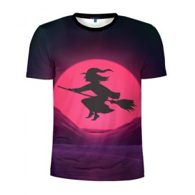 Мужская футболка 3D спортивная с принтом The Witch(Happy Halloween) в Екатеринбурге, 100% полиэстер с улучшенными характеристиками | приталенный силуэт, круглая горловина, широкие плечи, сужается к линии бедра | halloween | halloweenparty | witch | в подарок | ведьма | ведьмочка | вечеринка | детский дизайн | детский рисунок | для подарка | закат солнца | мягкие цвета | пати | хэллоуин