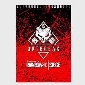 Скетчбук с принтом RAINBOW SIX SIEGE OUTBREAK в Екатеринбурге, 100% бумага
 | 48 листов, плотность листов — 100 г/м2, плотность картонной обложки — 250 г/м2. Листы скреплены сверху удобной пружинной спиралью | Тематика изображения на принте: 6 | outbreak | rainbow | rainbow six siege | six | tom clancys | радуга осада | том клэнси