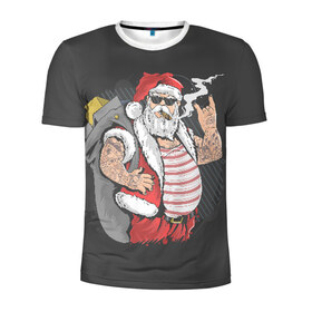 Мужская футболка 3D спортивная с принтом Bad santa в Екатеринбурге, 100% полиэстер с улучшенными характеристиками | приталенный силуэт, круглая горловина, широкие плечи, сужается к линии бедра | 