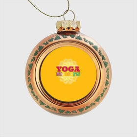 Стеклянный ёлочный шар с принтом Йога в Екатеринбурге, Стекло | Диаметр: 80 мм | fitness | yoga | йога | медитация | фитнес