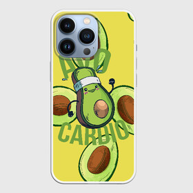 Чехол для iPhone 13 Pro с принтом Аво Кардио в Екатеринбурге,  |  | Тематика изображения на принте: avocado | cardio | fit | fitness | авокадо | авокардио | бег | кардио | спорт | спортсмен | фитнес