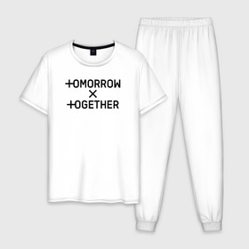 Мужская пижама хлопок с принтом TOMORROW X TOGETHER в Екатеринбурге, 100% хлопок | брюки и футболка прямого кроя, без карманов, на брюках мягкая резинка на поясе и по низу штанин
 | 