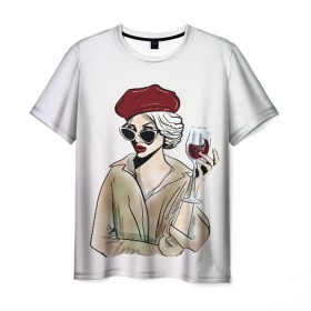 Мужская футболка 3D с принтом Не сходи с ума, сходи за вином! в Екатеринбурге, 100% полиэфир | прямой крой, круглый вырез горловины, длина до линии бедер | Тематика изображения на принте: 