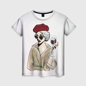 Женская футболка 3D с принтом Не сходи с ума, сходи за вином! в Екатеринбурге, 100% полиэфир ( синтетическое хлопкоподобное полотно) | прямой крой, круглый вырез горловины, длина до линии бедер | 