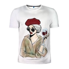 Мужская футболка 3D спортивная с принтом Не сходи с ума, сходи за вином! в Екатеринбурге, 100% полиэстер с улучшенными характеристиками | приталенный силуэт, круглая горловина, широкие плечи, сужается к линии бедра | Тематика изображения на принте: 