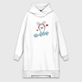 Платье-худи хлопок с принтом K Pop Cute Kawaii Bunny в Екатеринбурге,  |  | bts | k pop | korean | music | pop | twice | txt | зая | заяц | корейский | корея | кролик | лапочка | милый | мимими | музыка | поп