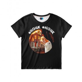 Детская футболка 3D с принтом Honk Honk I am Goose в Екатеринбурге, 100% гипоаллергенный полиэфир | прямой крой, круглый вырез горловины, длина до линии бедер, чуть спущенное плечо, ткань немного тянется | Тематика изображения на принте: angry goose | goose | honk | гусь | злой гусь | хонк