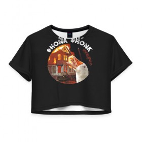 Женская футболка Cropp-top с принтом Honk Honk I am Goose в Екатеринбурге, 100% полиэстер | круглая горловина, длина футболки до линии талии, рукава с отворотами | angry goose | goose | honk | гусь | злой гусь | хонк