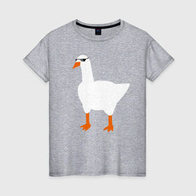 Женская футболка хлопок с принтом КРУТОЙ ГУСЬ в Екатеринбурге, 100% хлопок | прямой крой, круглый вырез горловины, длина до линии бедер, слегка спущенное плечо | meme | untitled goose game | злой гусь | мем | птица