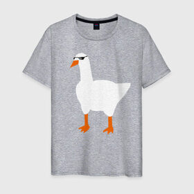Мужская футболка хлопок с принтом КРУТОЙ ГУСЬ в Екатеринбурге, 100% хлопок | прямой крой, круглый вырез горловины, длина до линии бедер, слегка спущенное плечо. | meme | untitled goose game | злой гусь | мем | птица