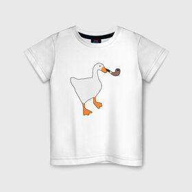 Детская футболка хлопок с принтом Untitled Goose в Екатеринбурге, 100% хлопок | круглый вырез горловины, полуприлегающий силуэт, длина до линии бедер | evil | game | goose | mem | memes | untitled | гусь | злой | игра | мем | осторожно