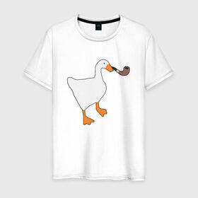 Мужская футболка хлопок с принтом Untitled Goose в Екатеринбурге, 100% хлопок | прямой крой, круглый вырез горловины, длина до линии бедер, слегка спущенное плечо. | evil | game | goose | mem | memes | untitled | гусь | злой | игра | мем | осторожно