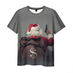 Мужская футболка 3D с принтом Very Bad Santa в Екатеринбурге, 100% полиэфир | прямой крой, круглый вырез горловины, длина до линии бедер | Тематика изображения на принте: 