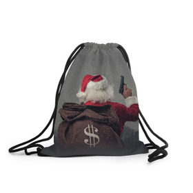 Рюкзак-мешок 3D с принтом Very Bad Santa в Екатеринбурге, 100% полиэстер | плотность ткани — 200 г/м2, размер — 35 х 45 см; лямки — толстые шнурки, застежка на шнуровке, без карманов и подкладки | Тематика изображения на принте: 