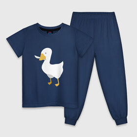 Детская пижама хлопок с принтом untitled goose в Екатеринбурге, 100% хлопок |  брюки и футболка прямого кроя, без карманов, на брюках мягкая резинка на поясе и по низу штанин
 | game | goose | untitled | videogame | видеоигры | гусь | игры | мем