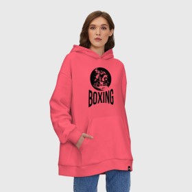 Худи SuperOversize хлопок с принтом Boxing (двухсторонняя) в Екатеринбурге, 70% хлопок, 30% полиэстер, мягкий начес внутри | карман-кенгуру, эластичная резинка на манжетах и по нижней кромке, двухслойный капюшон
 | boxer | boxing | fight | mma | бокс | боксер | тайский бокс