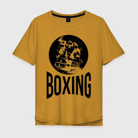 Мужская футболка хлопок Oversize с принтом Boxing (двухсторонняя) в Екатеринбурге, 100% хлопок | свободный крой, круглый ворот, “спинка” длиннее передней части | boxer | boxing | fight | mma | бокс | боксер | тайский бокс