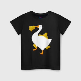 Детская футболка хлопок с принтом ЗЛОЙ ГУСТЬ С КОЛОКОЛЬЧИКОМ в Екатеринбурге, 100% хлопок | круглый вырез горловины, полуприлегающий силуэт, длина до линии бедер | meme | untitled goose game | злой гусь | мем | птица