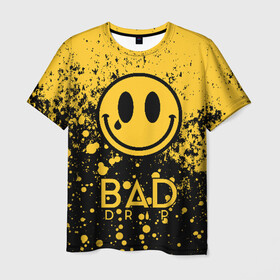 Мужская футболка 3D с принтом BAD DRIP в Екатеринбурге, 100% полиэфир | прямой крой, круглый вырез горловины, длина до линии бедер | bad | baddrip | cloud | coil | drip | smoke | vape | wape | бак | вейп | вейпер | дрипка | дым | койл | культура | мод | облако | пар | хипстер