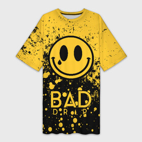 Платье-футболка 3D с принтом BAD DRIP в Екатеринбурге,  |  | bad | baddrip | cloud | coil | drip | smoke | vape | wape | бак | вейп | вейпер | дрипка | дым | койл | культура | мод | облако | пар | хипстер