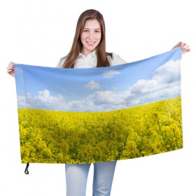 Флаг 3D с принтом Рапсовое поле в Екатеринбурге, 100% полиэстер | плотность ткани — 95 г/м2, размер — 67 х 109 см. Принт наносится с одной стороны | небо | облака | облако | поле | поля | посев | посевы | природа | природный | рапс | рапсовое | рапсовый | рапсом | туча | тучи | урожаи | урожай | цветами | цветок | цветы