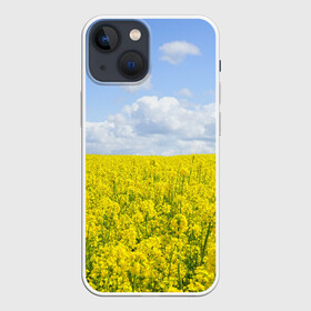 Чехол для iPhone 13 mini с принтом Рапсовое поле в Екатеринбурге,  |  | Тематика изображения на принте: небо | облака | облако | поле | поля | посев | посевы | природа | природный | рапс | рапсовое | рапсовый | рапсом | туча | тучи | урожаи | урожай | цветами | цветок | цветы