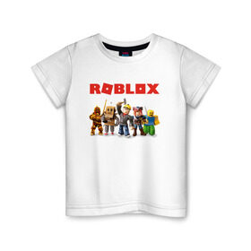 Детская футболка хлопок с принтом ROBLOX в Екатеринбурге, 100% хлопок | круглый вырез горловины, полуприлегающий силуэт, длина до линии бедер | roblox | roblox simulator. | код роблокс | роблокс | роблокс симулятор