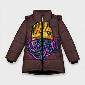 Зимняя куртка для девочек 3D с принтом Octopus(Lil Peep GBC) в Екатеринбурге, ткань верха — 100% полиэстер; подклад — 100% полиэстер, утеплитель — 100% полиэстер. | длина ниже бедра, удлиненная спинка, воротник стойка и отстегивающийся капюшон. Есть боковые карманы с листочкой на кнопках, утяжки по низу изделия и внутренний карман на молнии. 

Предусмотрены светоотражающий принт на спинке, радужный светоотражающий элемент на пуллере молнии и на резинке для утяжки. | gbc | lil | peep | rap | rock | бордовый | желтый | зеленый | исполнитель | картинка | надпись на спине | осьминог | редактируемый дизайн | рок | рэп | рэпер | сочный цвет | фиолетовый