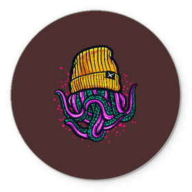 Коврик для мышки круглый с принтом Octopus(Lil Peep, GBC) в Екатеринбурге, резина и полиэстер | круглая форма, изображение наносится на всю лицевую часть | gbc | lil | peep | rap | rock | бордовый | желтый | зеленый | исполнитель | картинка | надпись на спине | осьминог | редактируемый дизайн | рок | рэп | рэпер | сочный цвет | фиолетовый