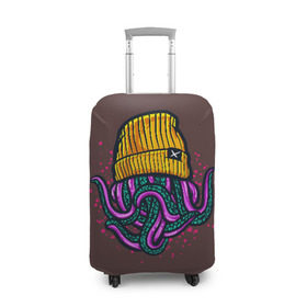 Чехол для чемодана 3D с принтом Octopus(Lil Peep, GBC) в Екатеринбурге, 86% полиэфир, 14% спандекс | двустороннее нанесение принта, прорези для ручек и колес | gbc | lil | peep | rap | rock | бордовый | желтый | зеленый | исполнитель | картинка | надпись на спине | осьминог | редактируемый дизайн | рок | рэп | рэпер | сочный цвет | фиолетовый