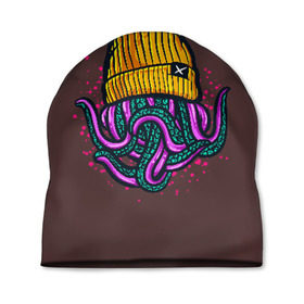 Шапка 3D с принтом Octopus(Lil Peep, GBC) в Екатеринбурге, 100% полиэстер | универсальный размер, печать по всей поверхности изделия | Тематика изображения на принте: gbc | lil | peep | rap | rock | бордовый | желтый | зеленый | исполнитель | картинка | надпись на спине | осьминог | редактируемый дизайн | рок | рэп | рэпер | сочный цвет | фиолетовый