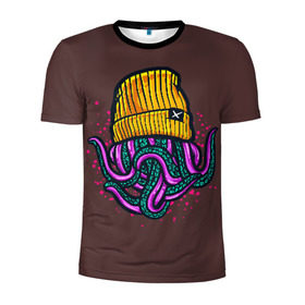 Мужская футболка 3D спортивная с принтом Octopus(Lil Peep, GBC) в Екатеринбурге, 100% полиэстер с улучшенными характеристиками | приталенный силуэт, круглая горловина, широкие плечи, сужается к линии бедра | gbc | lil | peep | rap | rock | бордовый | желтый | зеленый | исполнитель | картинка | надпись на спине | осьминог | редактируемый дизайн | рок | рэп | рэпер | сочный цвет | фиолетовый