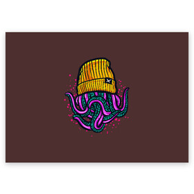 Поздравительная открытка с принтом Octopus(Lil Peep, GBC) в Екатеринбурге, 100% бумага | плотность бумаги 280 г/м2, матовая, на обратной стороне линовка и место для марки
 | gbc | lil | peep | rap | rock | бордовый | желтый | зеленый | исполнитель | картинка | надпись на спине | осьминог | редактируемый дизайн | рок | рэп | рэпер | сочный цвет | фиолетовый