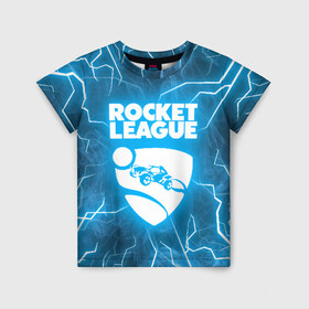 Детская футболка 3D с принтом ROCKET LEAGUE в Екатеринбурге, 100% гипоаллергенный полиэфир | прямой крой, круглый вырез горловины, длина до линии бедер, чуть спущенное плечо, ткань немного тянется | racing. | rocket league | rocket league garage | rocket trade | гонки | рокет лига