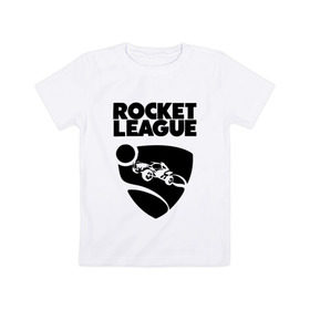 Детская футболка хлопок с принтом ROCKET LEAGUE в Екатеринбурге, 100% хлопок | круглый вырез горловины, полуприлегающий силуэт, длина до линии бедер | Тематика изображения на принте: racing. | rocket league | rocket league garage | rocket trade | гонки | рокет лига